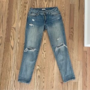 Able The Slouch Straight Leg Ripped Knee Light Wash Jeans Size 24